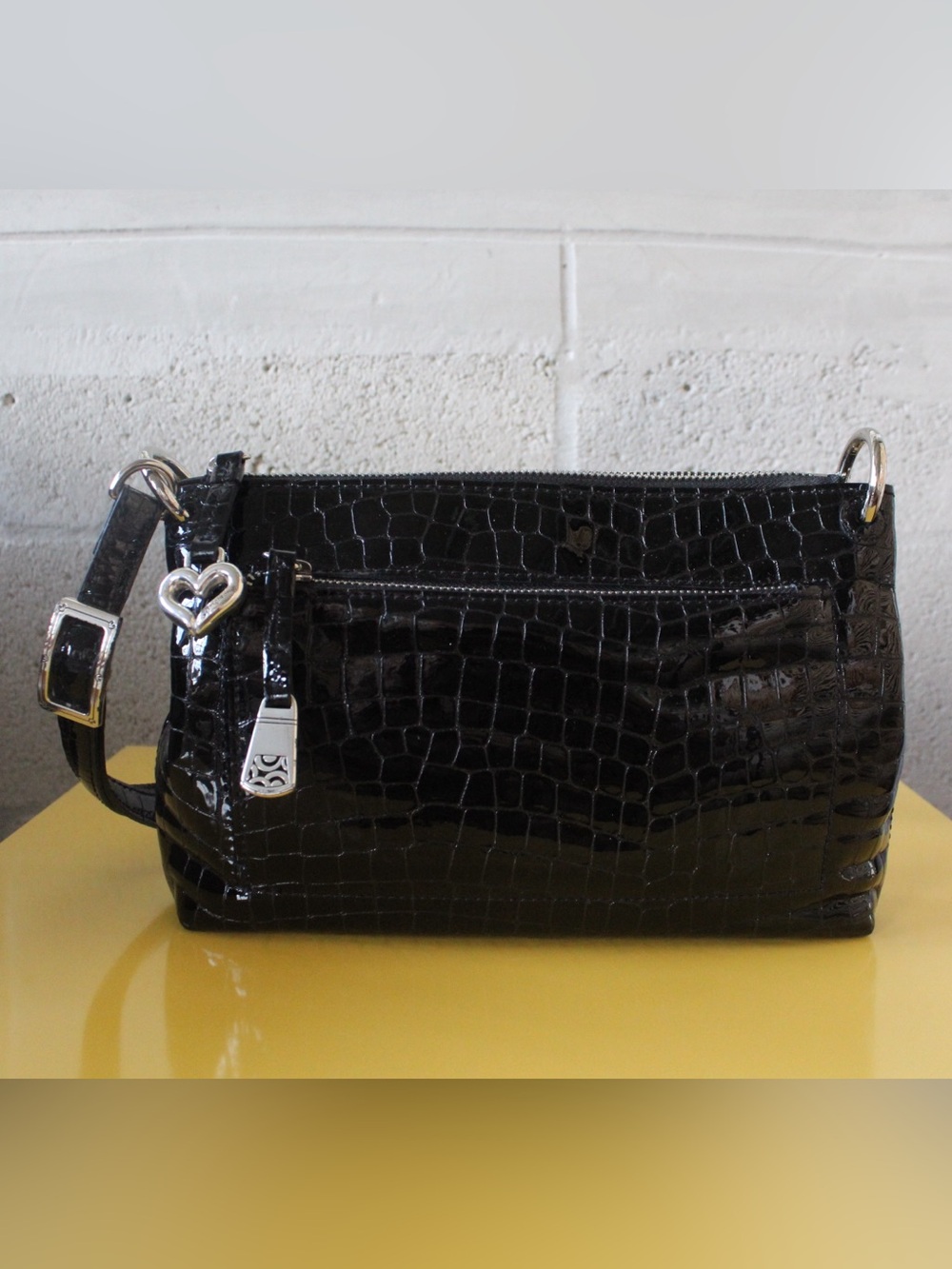 Brighton Black Sculpted Texture Leather Bag